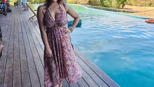 Aditi Wasan Halter Neck High Low Midi Dress