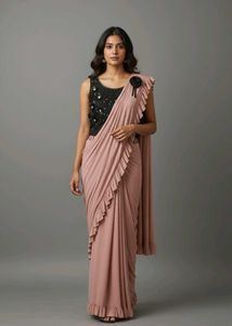 Stylish Ruffled Saree with Embellished Blouse