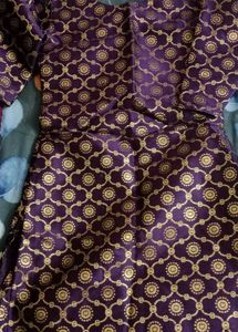Elegant Purple Kurta Set with Golden Print