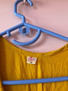 Mustard Embroidered Kurta With Free Black Top