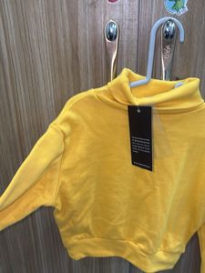 Yellow Cropped Turtleneck Sweatshirt