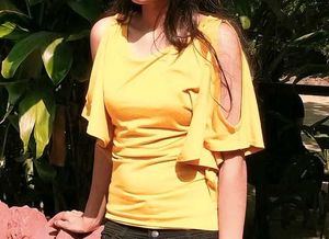 Stylish Yellow Batwing Sleeve Top
