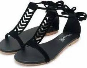 Black Lace-Up Gladiator Sandals