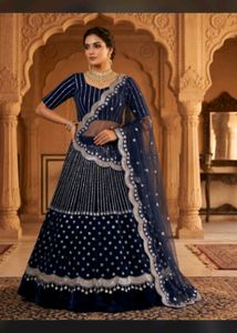 Stunning Navy Blue siqvens Lehenga Choli