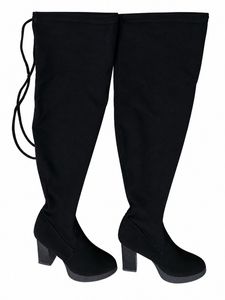 Black Over The Knee Boots | Thigh High Heeled Boot