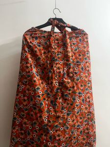 Floral Print slit skirt