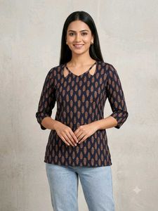 Elegent Blue Leaf Print Kurta