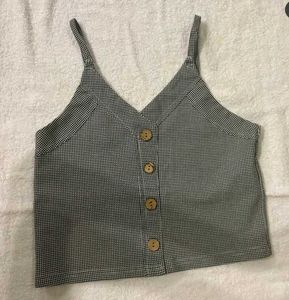 Cute Gingham Button-Up Cami Top