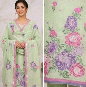 Light Green Floral Kurta Set with Dupatta