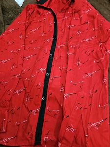 Red Printed Shirt with Black and white Accents