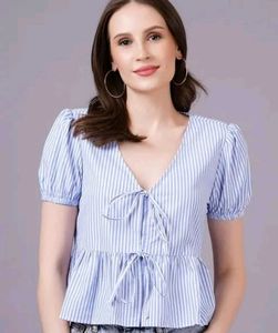 Chic Striped Peplum Top