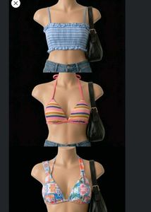 Colorful Striped & Patterned Bikini Tops