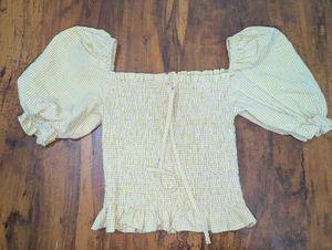 Yellow Gingham Smocked Top