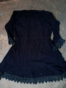 Black Kurta with Lace Detail