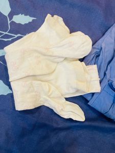 Girls' Blue Pants &amp; White Tights Set