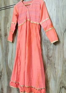 Beautiful Peach Ethnic Kurta Size-34