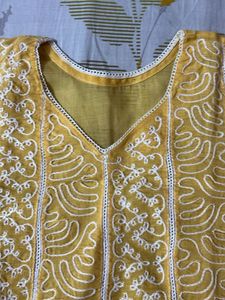 Yellow Embroidered Chikankari Kurta