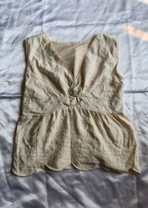 Embroidered Sleeveless V-Neck Top