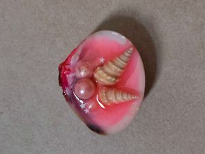 Unique Seashell fridge magnet with Pearls