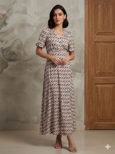 Stylish Geometric Print Midi Dress