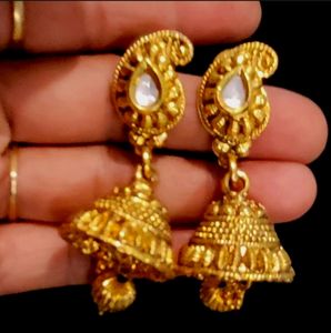 Set 2 Gold Plated.traditional Earing &amp; Hair Clip