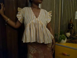 Flowy Striped Peplum Top