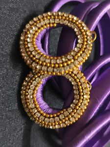 Handmade Purple &amp; Gold Earrings