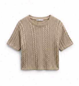 Zara Cable Knit Short Sleeve Top