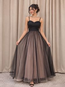Elegant Black & Nude Tulle Gown