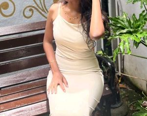 Elegant Cream Spaghetti Strap Dress