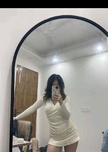Elegant Cream Ruched Mini Dress