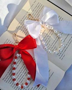 Red Bow & Pearl Keychain combo of 3