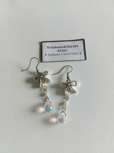 Bow & Crystal Dangle Earrings