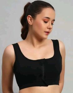 Black Front Zip Sports Bra
