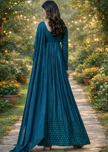 Elegant Teal Anarkali Kurta Set - All size availab