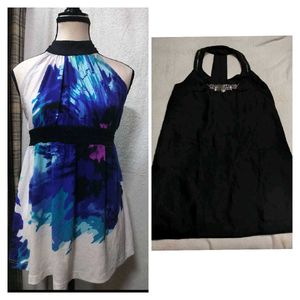 Abstract Print Halter Neck Dress-SET OF 2 💕