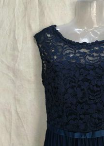 Elegant Navy Blue Lace Maxi Dress