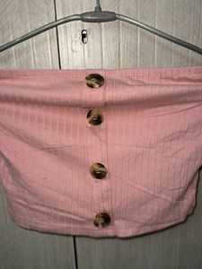 Pink Button Crop Top