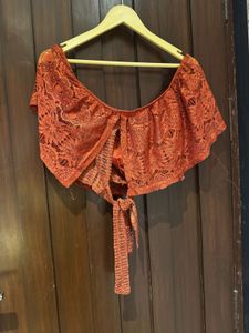 Boho Off-Shoulder Lace Crop Top