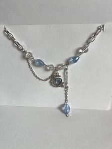 Sparkling Blue Heart Charm Necklace
