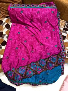 Vibrant Pink Floral Saree with Blouse