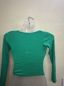 Chic Green Ruched Wrap Top