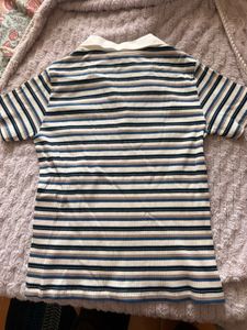 Striped Polo Neck T-Shirt