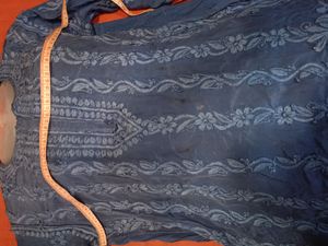 UNIQUE Chikankari Blue Short Anarkali Co-ord Set