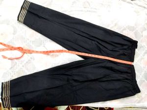 Elegant Black Palazzo with Gold Trim lace design