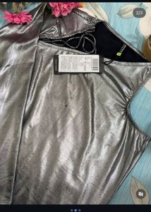 Metallic Silver Sheath Dress