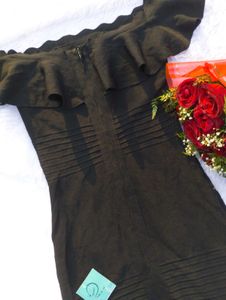 ❤️‍🔥Korean Black Off-Shoulder Mini Dress🥀