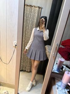 Pinafore Dress with White Top🎀🦋