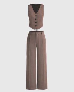 Co ord Set of Vest Coat and Trousers in Cappuccino