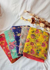 Vibrant Floral Print Saree
